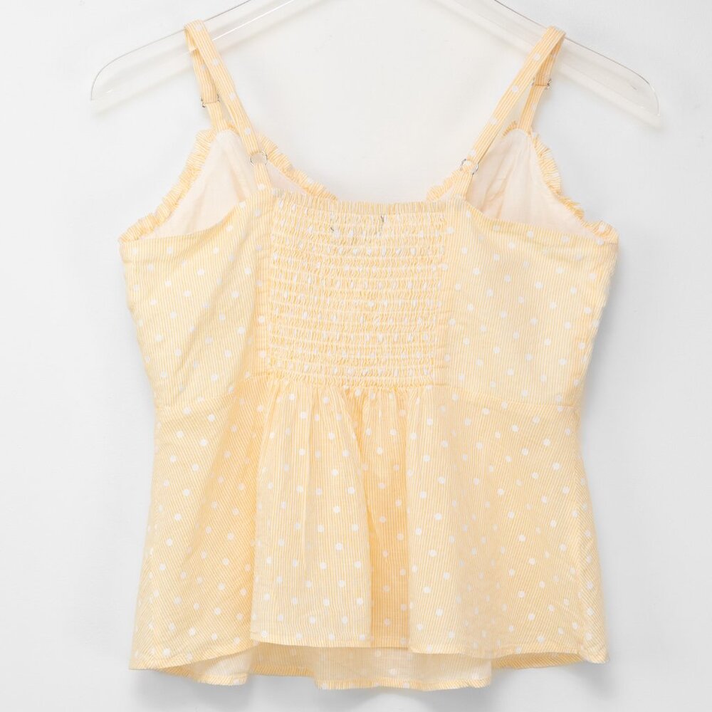 Modcloth Airy Engagement Tank Top Sleeveless Peplum Shirt Yellow Size Medium - Picture 4 of 7